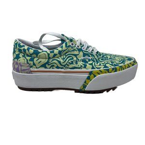 Vans Era Stacked Women's 9 Wavy Daze Tile Blue Shoes New Green Yellow